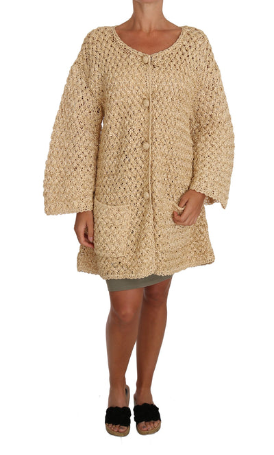Dolce &amp; Gabbana Beige Cardigan Gehaakte Raffiatrui