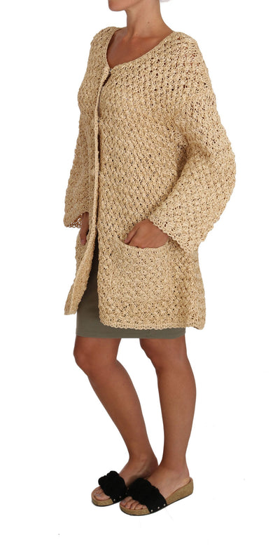 Dolce &amp; Gabbana Beige Cardigan Gehaakte Raffiatrui
