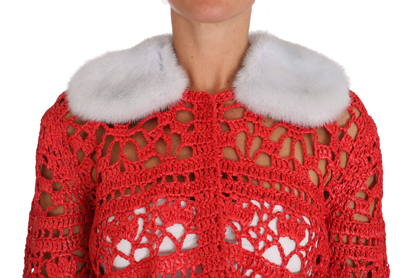 Dolce &amp; Gabbana Rode Cardigan Haak Brei Raffiatrui