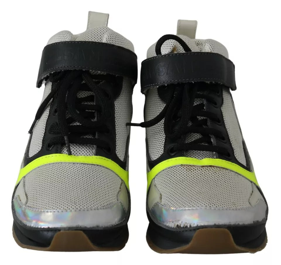 Jil Sander Fog Gray Neon Green Zwarte Veterschoenen