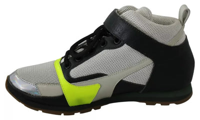 Jil Sander Fog Gray Neon Green Zwarte Veterschoenen