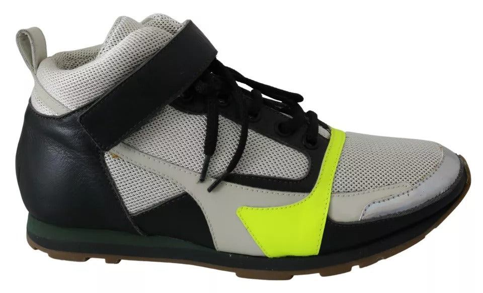 Jil Sander Fog Gray Neon Green Zwarte Veterschoenen