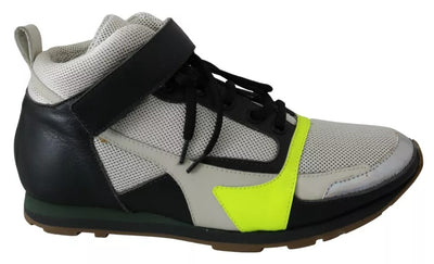 Jil Sander Fog Gray Neon Green Zwarte Veterschoenen