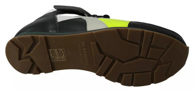 Jil Sander Fog Gray Neon Green Zwarte Veterschoenen