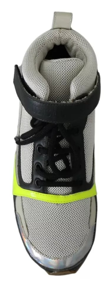Jil Sander Fog Gray Neon Green Zwarte Veterschoenen