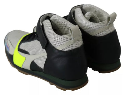 Jil Sander Fog Gray Neon Green Zwarte Veterschoenen