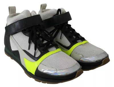 Jil Sander Fog Gray Neon Green Zwarte Veterschoenen