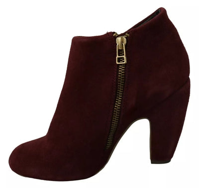 Steve Madden Maroon Blush Velvet Suede Penelope Enkellaarsjes