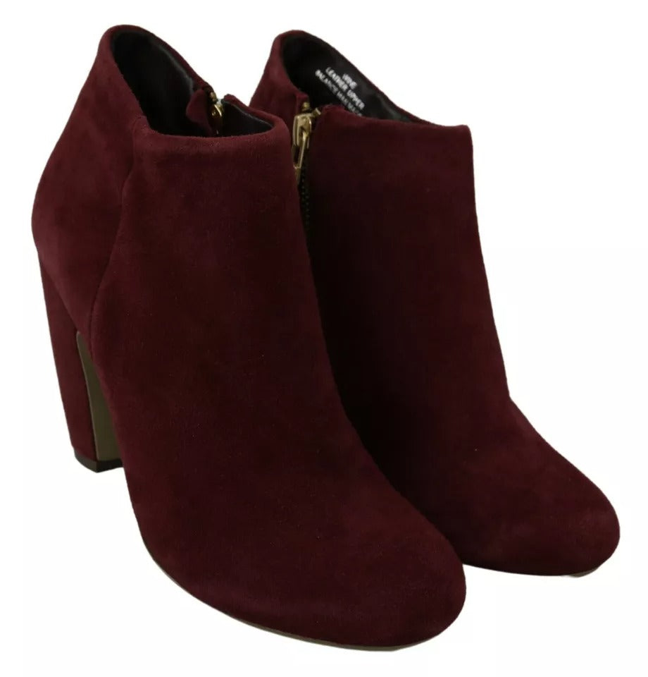 Steve Madden Maroon Blush Velvet Suede Penelope Enkellaarsjes