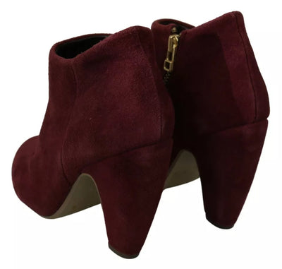 Steve Madden Maroon Blush Velvet Suede Penelope Enkellaarsjes