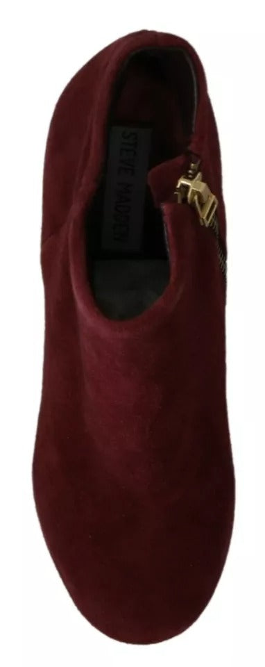 Steve Madden Maroon Blush Velvet Suede Penelope Enkellaarsjes