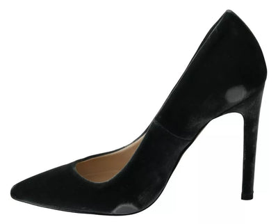 Ovyé Gray Velvet Dress Stiletto Pumps Shoes
