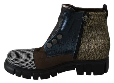 EBARRITO Multicolor Leather Suede Zipper Ankle Boots Shoes
