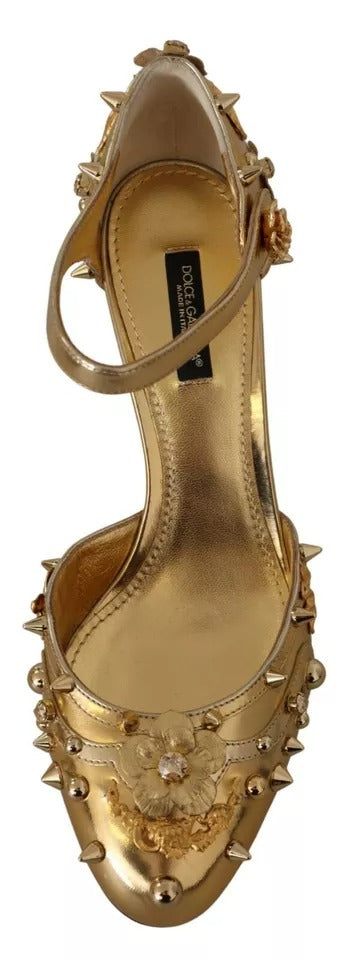 Dolce &amp; Gabbana Gold Studs Vally Slingback Sandalen Schoenen
