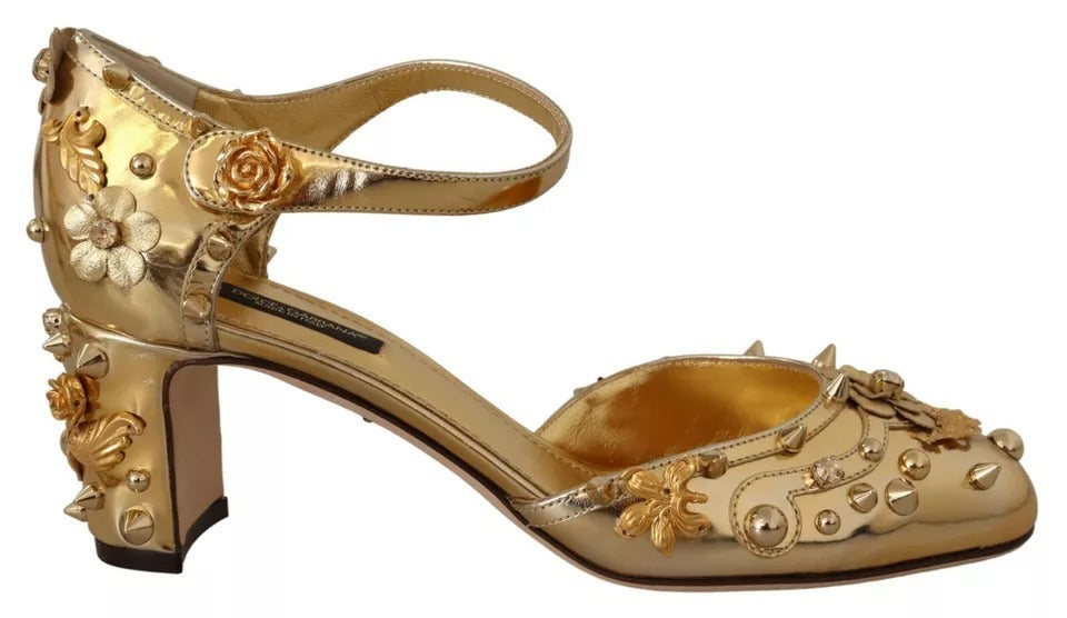 Dolce &amp; Gabbana Gold Studs Vally Slingback Sandalen Schoenen