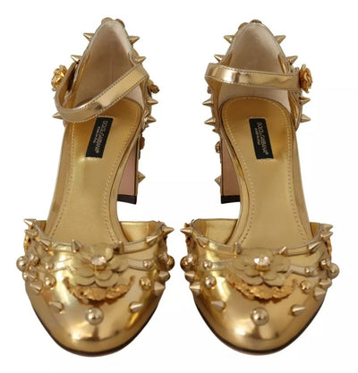 Dolce &amp; Gabbana Gold Studs Vally Slingback Sandalen Schoenen