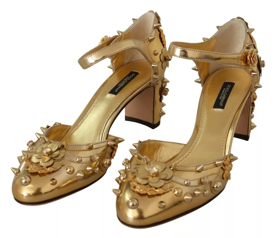 Dolce &amp; Gabbana Gold Studs Vally Slingback Sandalen Schoenen