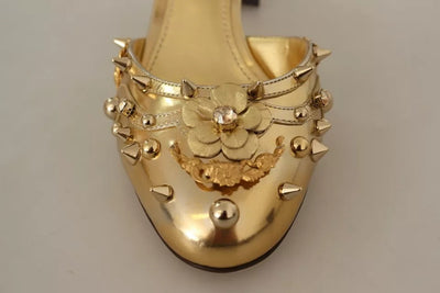 Dolce &amp; Gabbana Gold Studs Vally Slingback Sandalen Schoenen