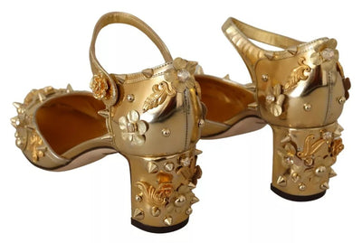 Dolce &amp; Gabbana Gold Studs Vally Slingback Sandalen Schoenen