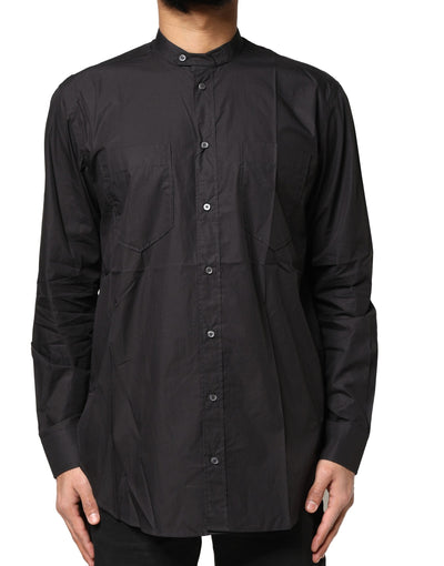 Chemise décontractée boutonnée en coton noir Dolce &amp; Gabbana pour homme