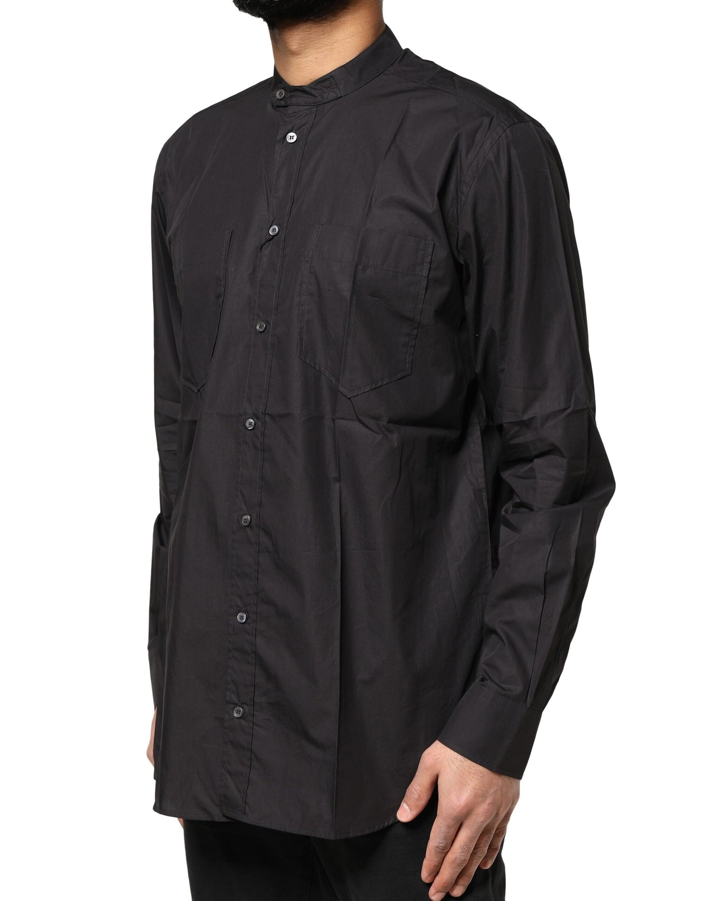 Chemise décontractée boutonnée en coton noir Dolce &amp; Gabbana pour homme