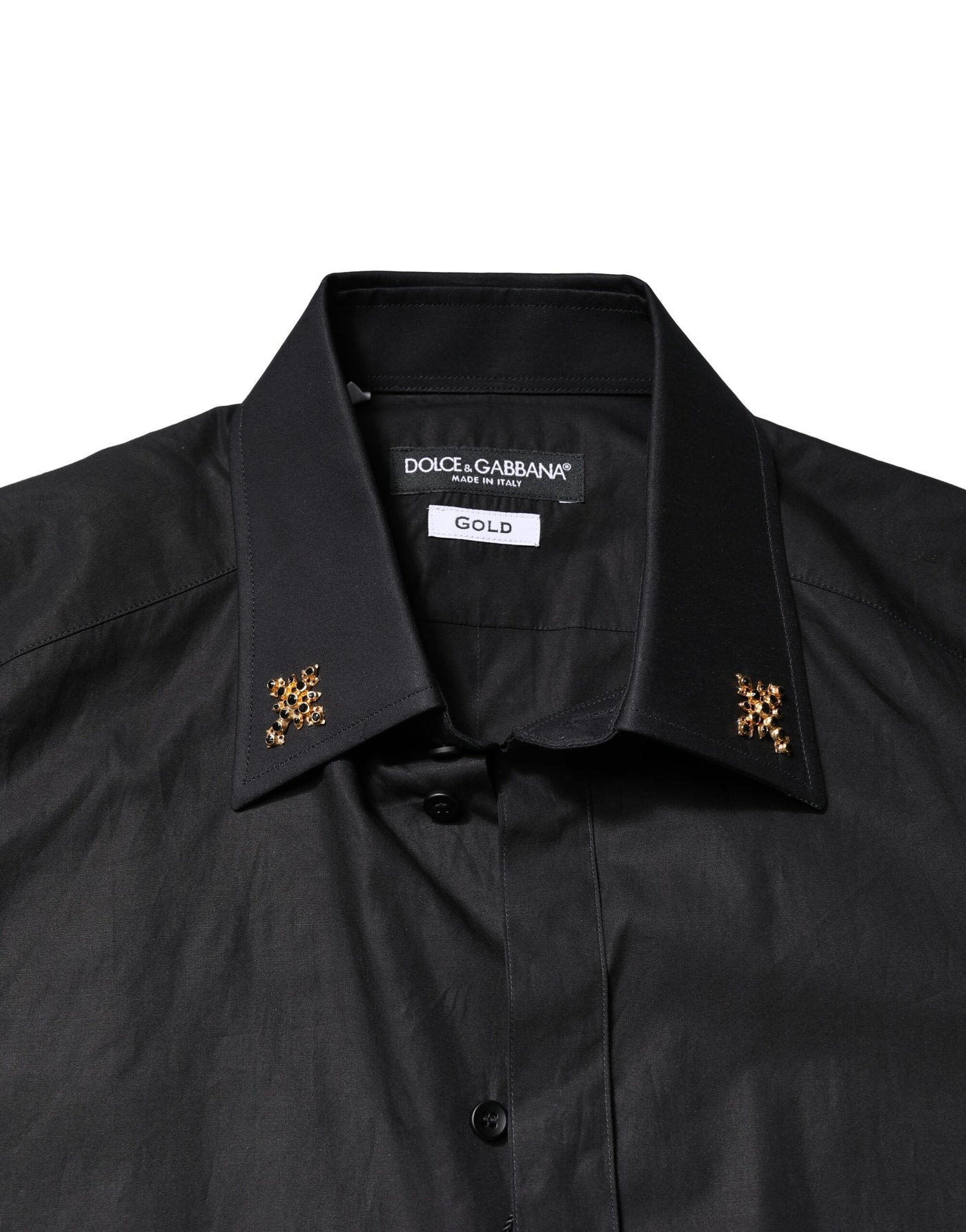 Chemise habillée noire ornée de croix dorées Dolce &amp; Gabbana pour homme