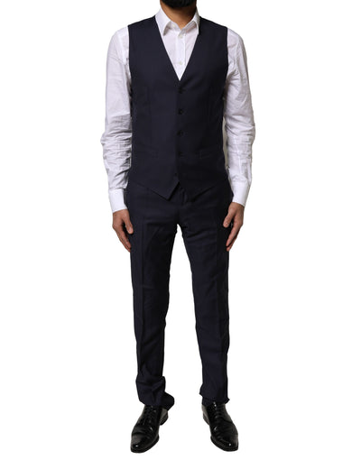 Costume 3 pièces en laine bleu Martini de Dolce &amp; Gabbana pour homme