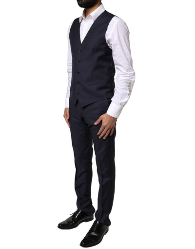 Costume 3 pièces en laine bleu Martini de Dolce &amp; Gabbana pour homme