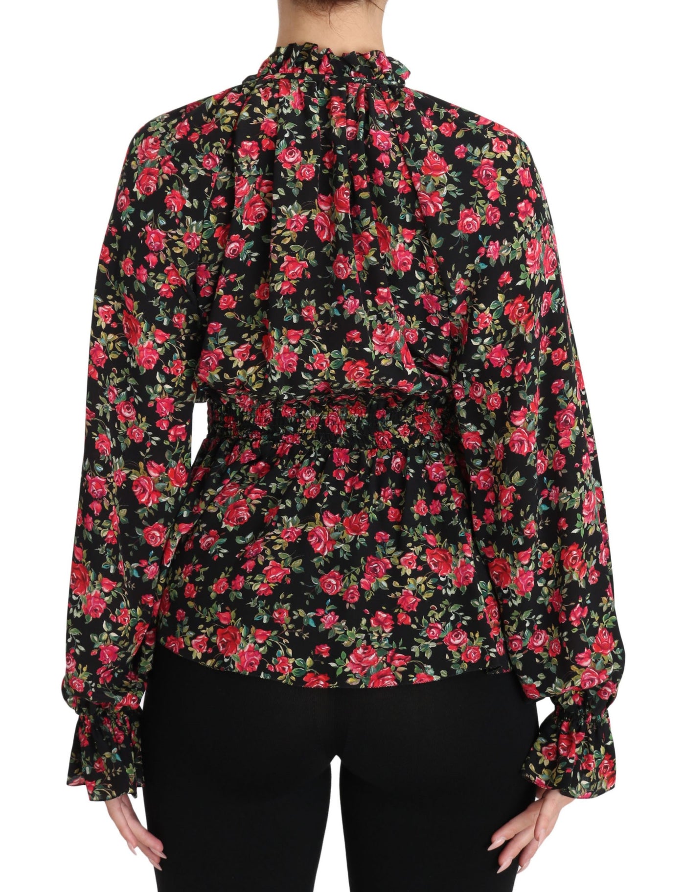 Dolce &amp; Gabbana Zwarte Rozenprint Bloemen Shirt Top Blouse