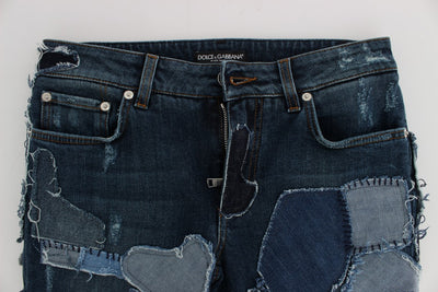 Short en jean patchwork bleu stretch Dolce &amp; Gabbana