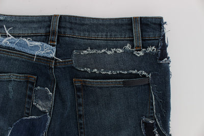 Short en jean patchwork bleu stretch Dolce &amp; Gabbana