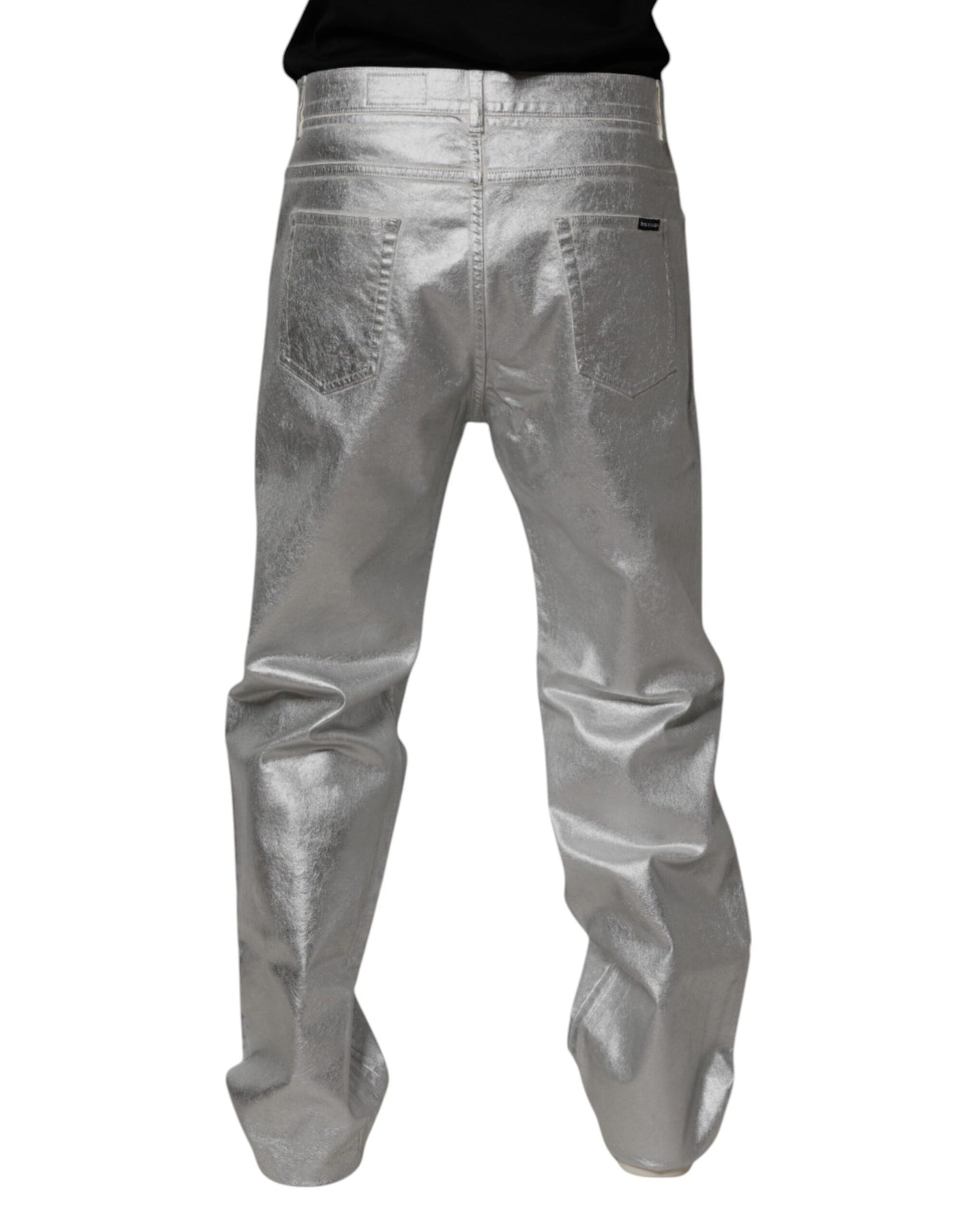 Dolce &amp; Gabbana Metallic Silver Katoenen Rechte Denim Jeans