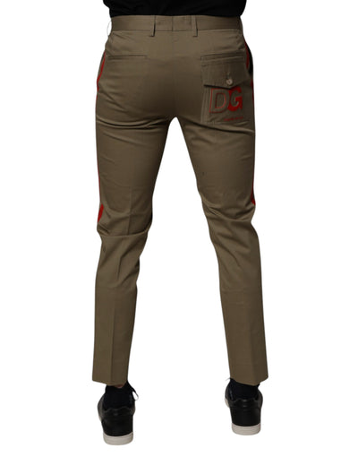 Dolce &amp; Gabbana Donkerkaki Katoenen Taps Toelopende Broek
