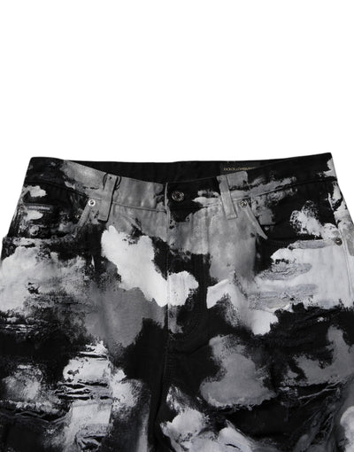 Dolce &amp; Gabbana Multicolor Camouflage Gescheurde Skinny Denim Jeans
