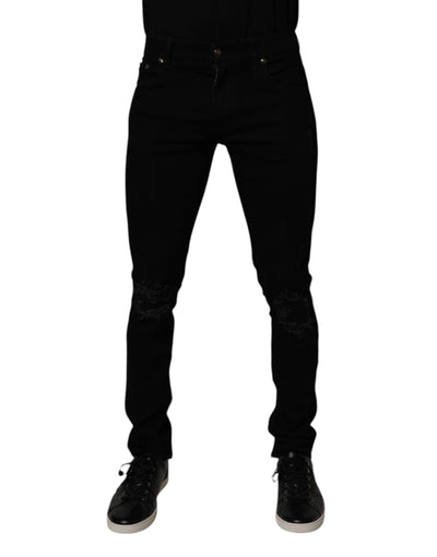 Dolce &amp; Gabbana Zwarte Katoenen Stretch Skinny Heren Denim Jeans