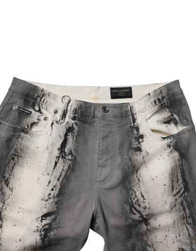 Dolce &amp; Gabbana Grijze Tie Dye Katoenen Skinny Heren Denim Jeans