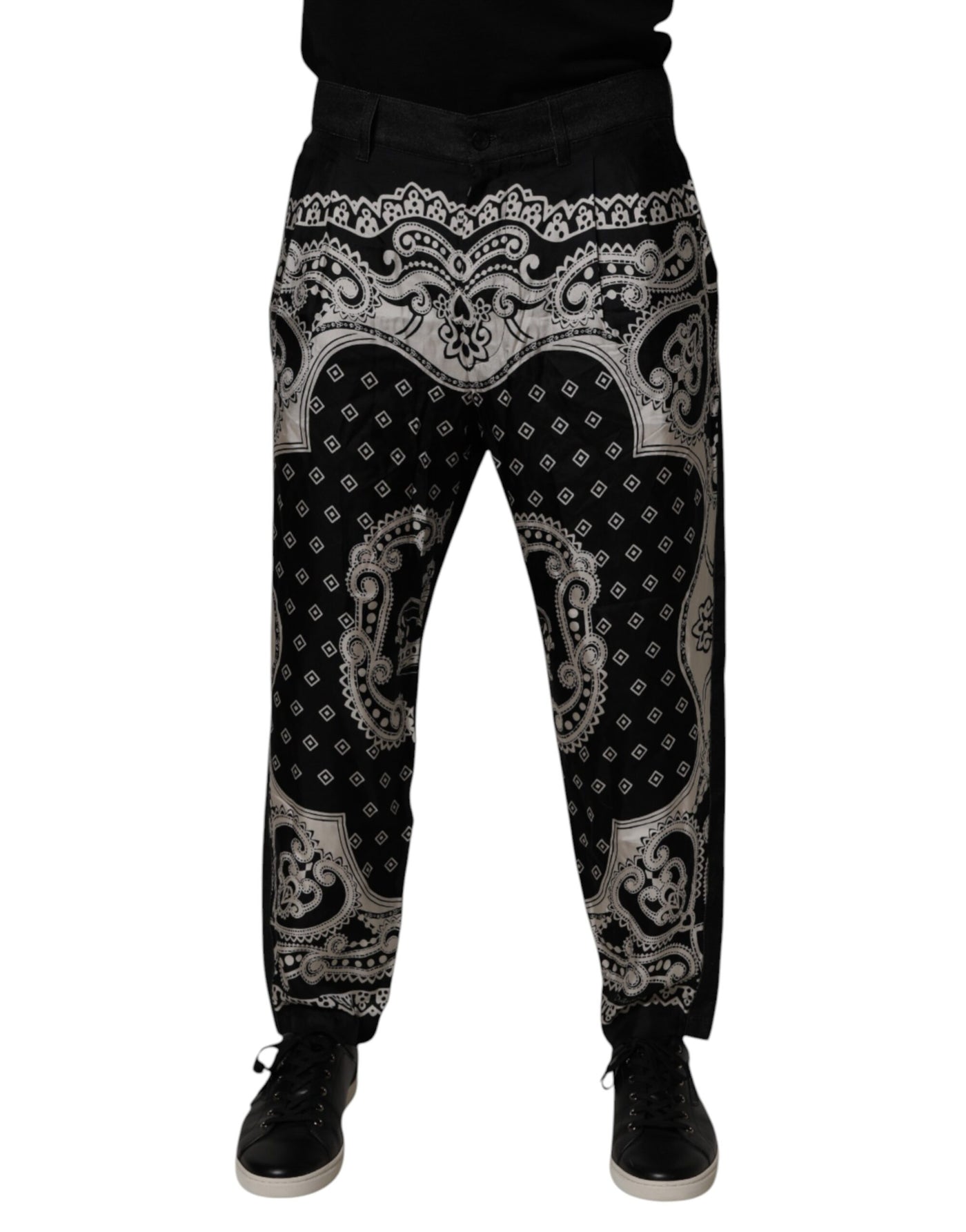 Dolce &amp; Gabbana Zwarte Bandana Katoenen Skinny Denim Jeans