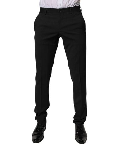 Dolce &amp; Gabbana Zwarte Polyester Taps Toelopende Formele Herenbroek