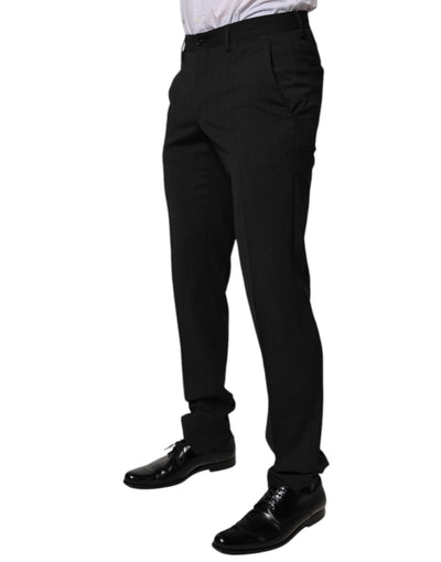 Dolce &amp; Gabbana Zwarte Polyester Taps Toelopende Formele Herenbroek