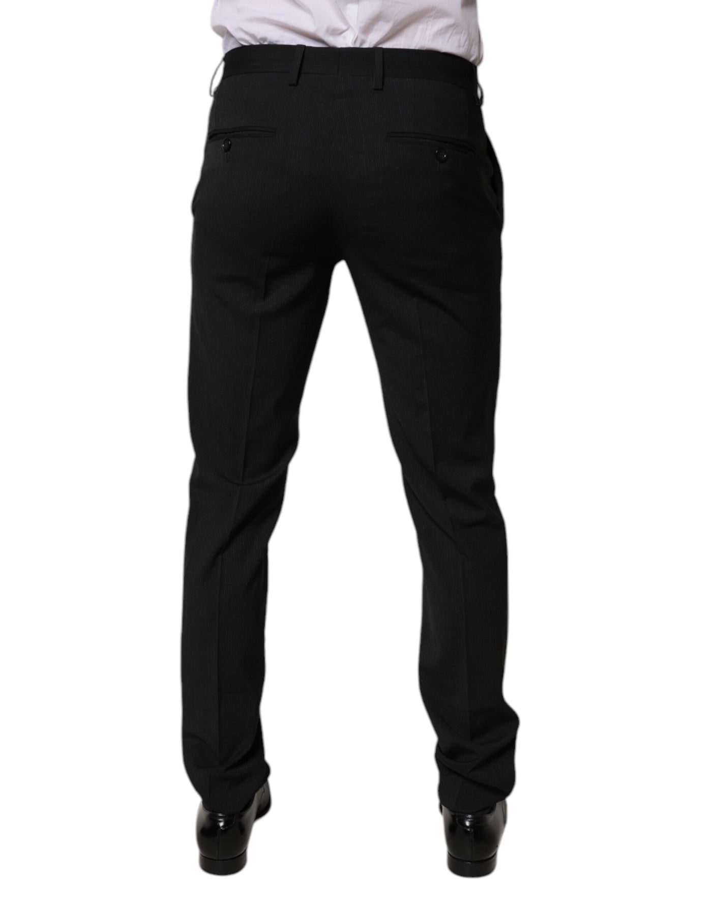 Dolce &amp; Gabbana Zwarte Polyester Taps Toelopende Formele Herenbroek