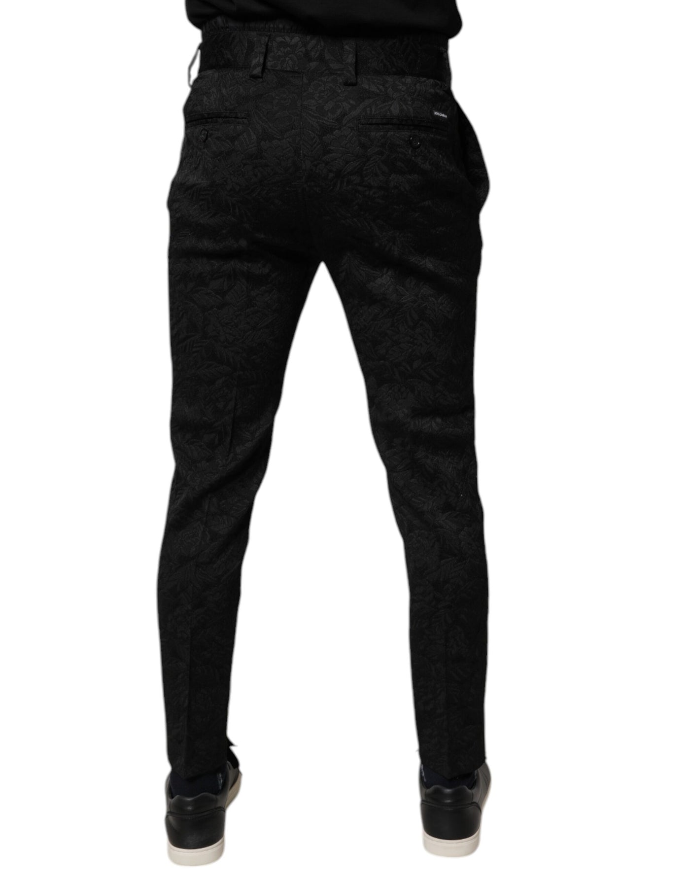 Dolce &amp; Gabbana Zwarte Brokaat Polyester Skinny Broek