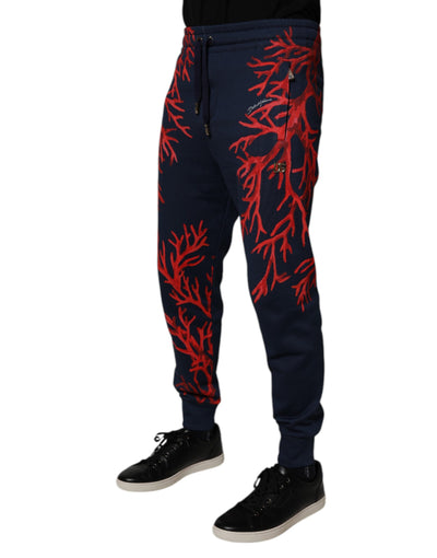 Dolce &amp; Gabbana Donkerblauwe Koralen Jogger Heren Sweatpants Broek