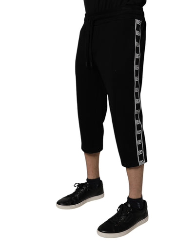 Dolce &amp; Gabbana Zwarte Katoenen Mix Cropped Sweatpants Broek