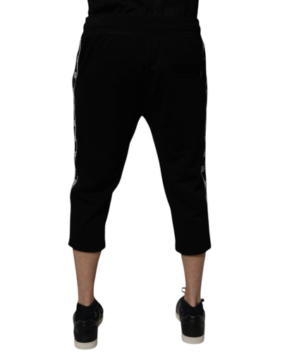 Dolce &amp; Gabbana Zwarte Katoenen Mix Cropped Sweatpants Broek