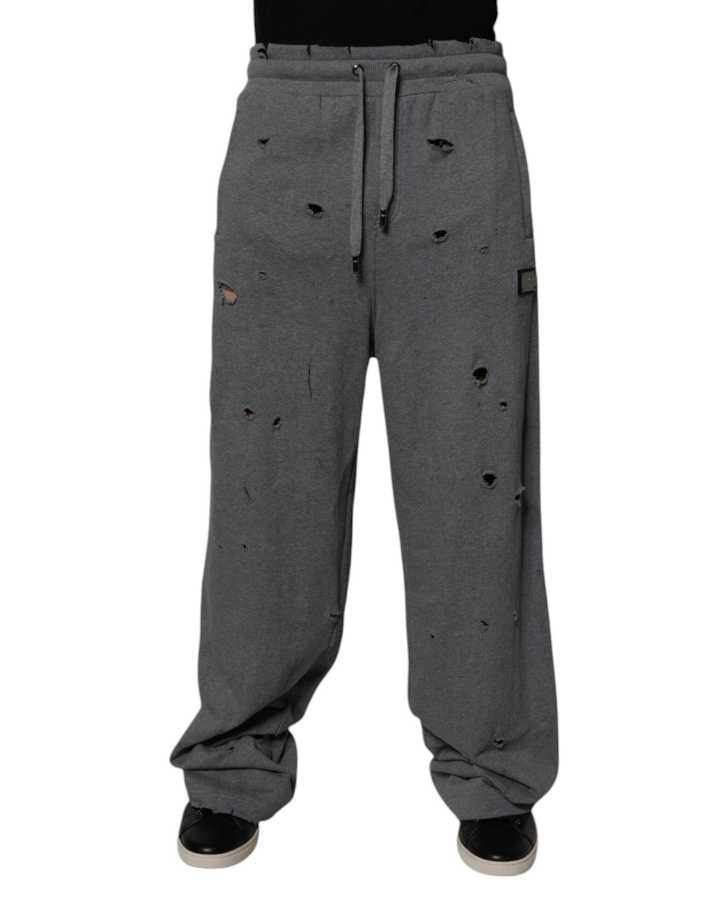 Dolce &amp; Gabbana Grijze Katoenen RipStyle Rechte Joggingbroek