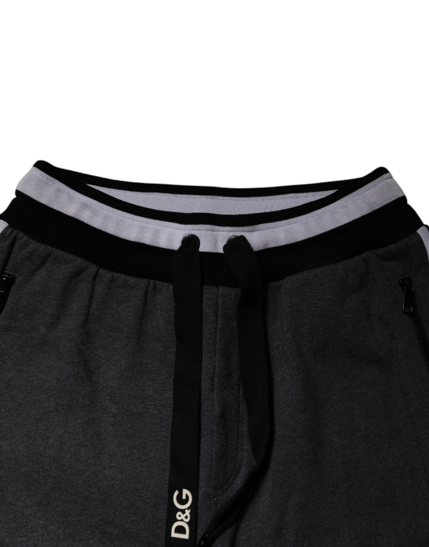 Dolce &amp; Gabbana Zwart Grijs Katoenen Gelaagde Heren Joggingbroek