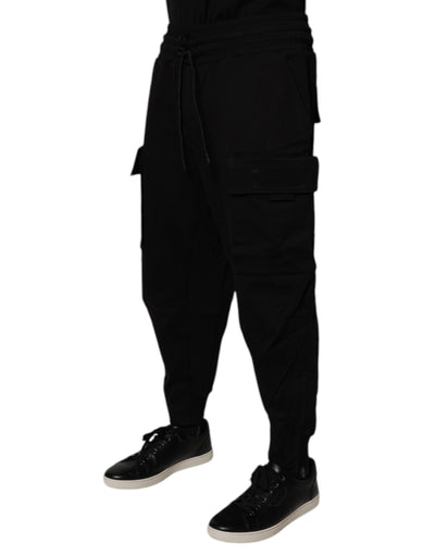 Dolce &amp; Gabbana Zwarte Katoenen Heren Cargo Jogger Sweatpants Broek