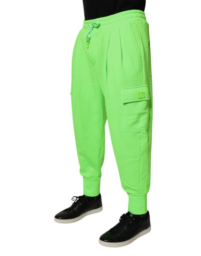 Dolce &amp; Gabbana Neon Green Cargo Jogger Heren Joggingbroek Broek
