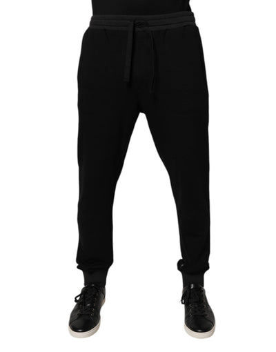 Dolce &amp; Gabbana Zwarte Logo Heren Joggingbroek Katoenen Joggingbroek