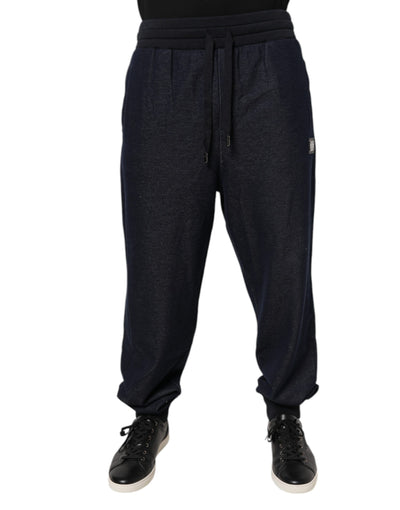 Dolce &amp; Gabbana Zwarte Jacquard Jogger Heren Sweatpants Broek